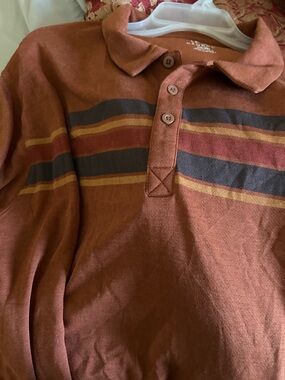 George Rust Short-Sleeve Polo with Blue and Yellow Stripes